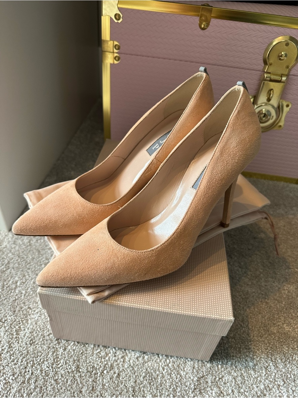 SJP by Sarah Jessica Parker Nude/Blush Suede Pointed-Toe Stilettos